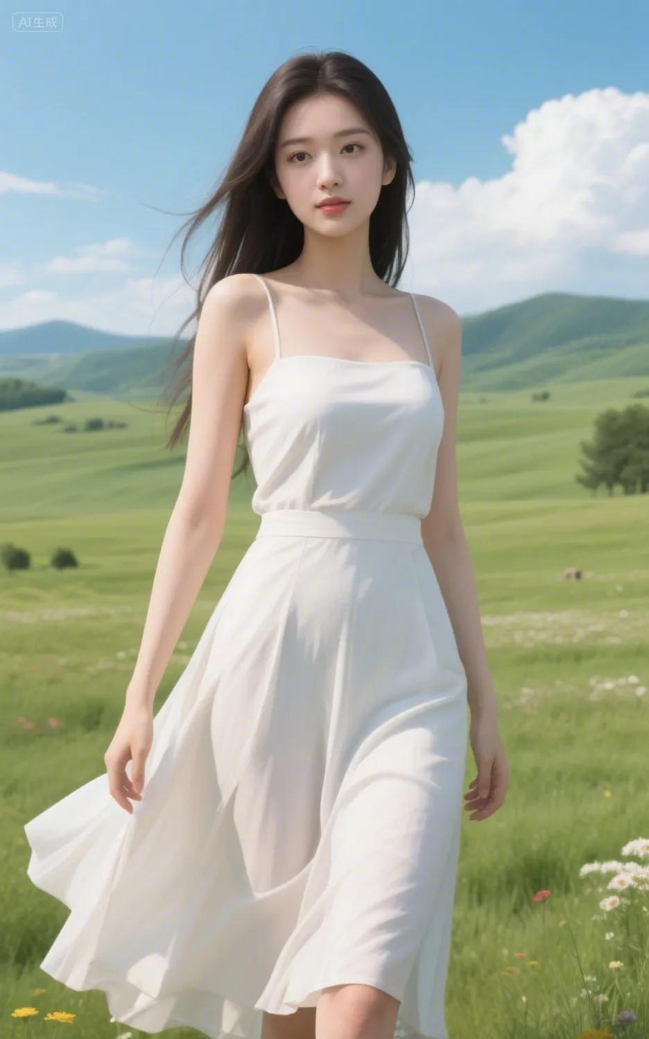 #什么样的女人算自然美#草原上的美女