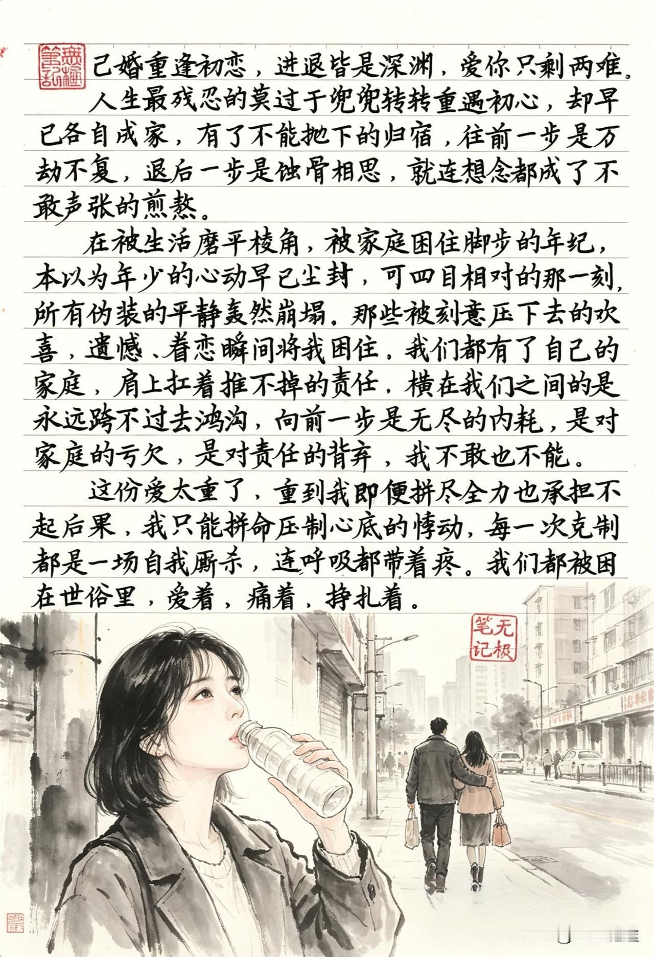 已婚遇旧爱，进一步毁家，退一步想你。己婚重逢初恋，进退皆是深渊，爱你只剩两难人