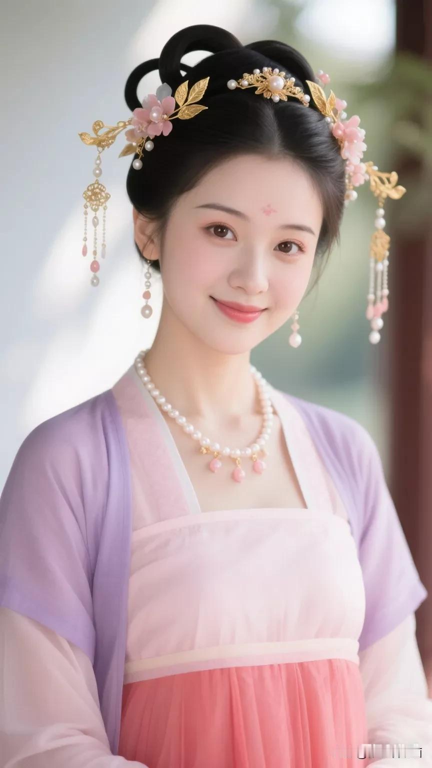 古风美人，花钿玉簪，温婉动人。张立启原创书画AI作品古仕女发髻集锦首发第490期