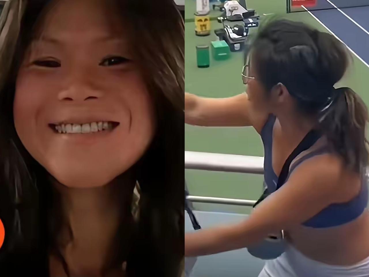 咱来从性格特征，扒扒大闹上海网球赛的谢女士。就说长相，感觉她打小就不自信