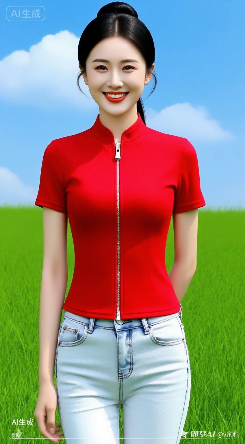 夏日穿搭指南：红色上衣+牛仔裤，活力满满！🌞👗👖