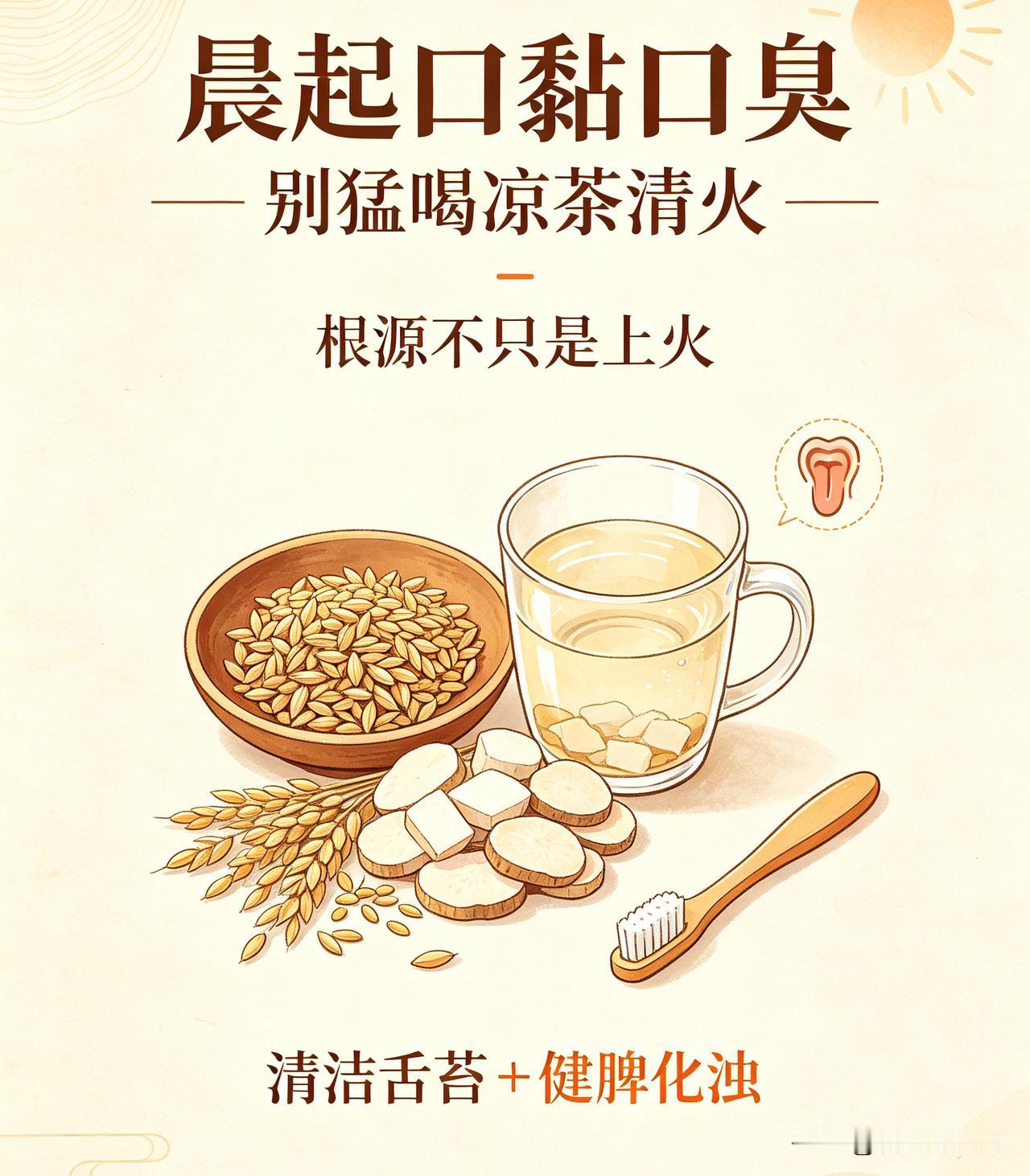 很多中年人一觉睡醒，嘴里黏糊糊一层，味道很重。不少人第一反应就是喝凉茶降火