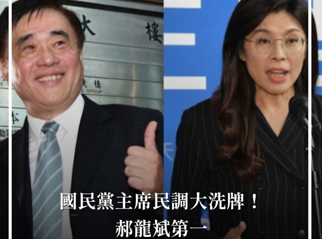 最新民调：郝龙斌第一、郑丽文第二落后5.5%！国民党主席选举将在下个月月底举行