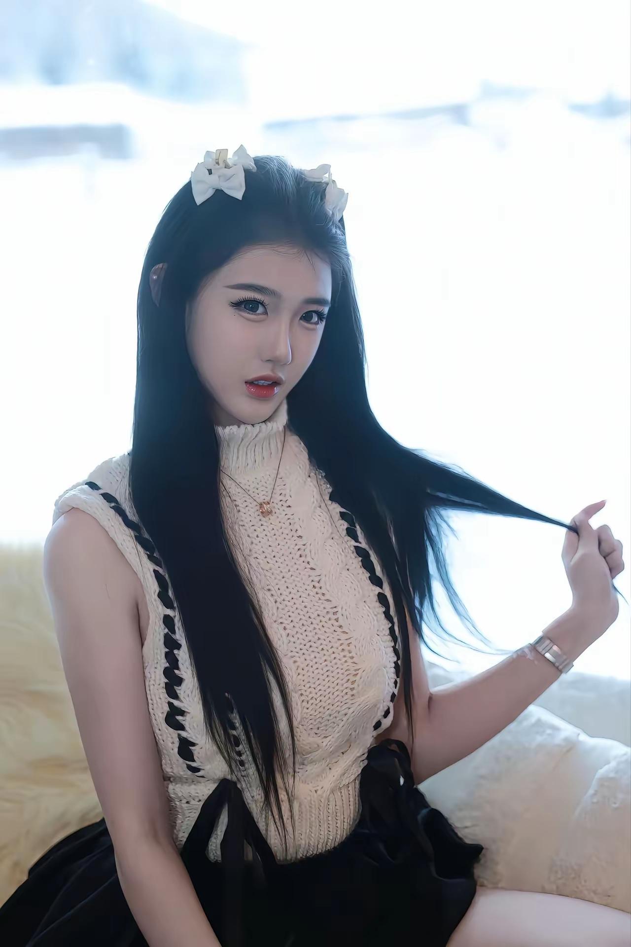 甜美少女风，温柔发丝飘逸，梦幻般的氛围温婉长发少女可爱风少女