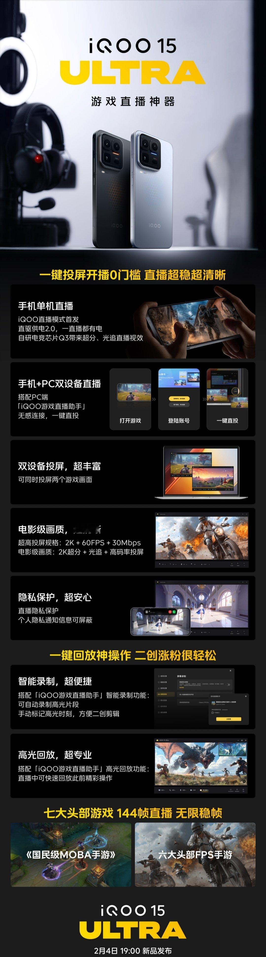 【iQOO15Ultra手机官宣行业首发《王者荣耀》144帧+极致