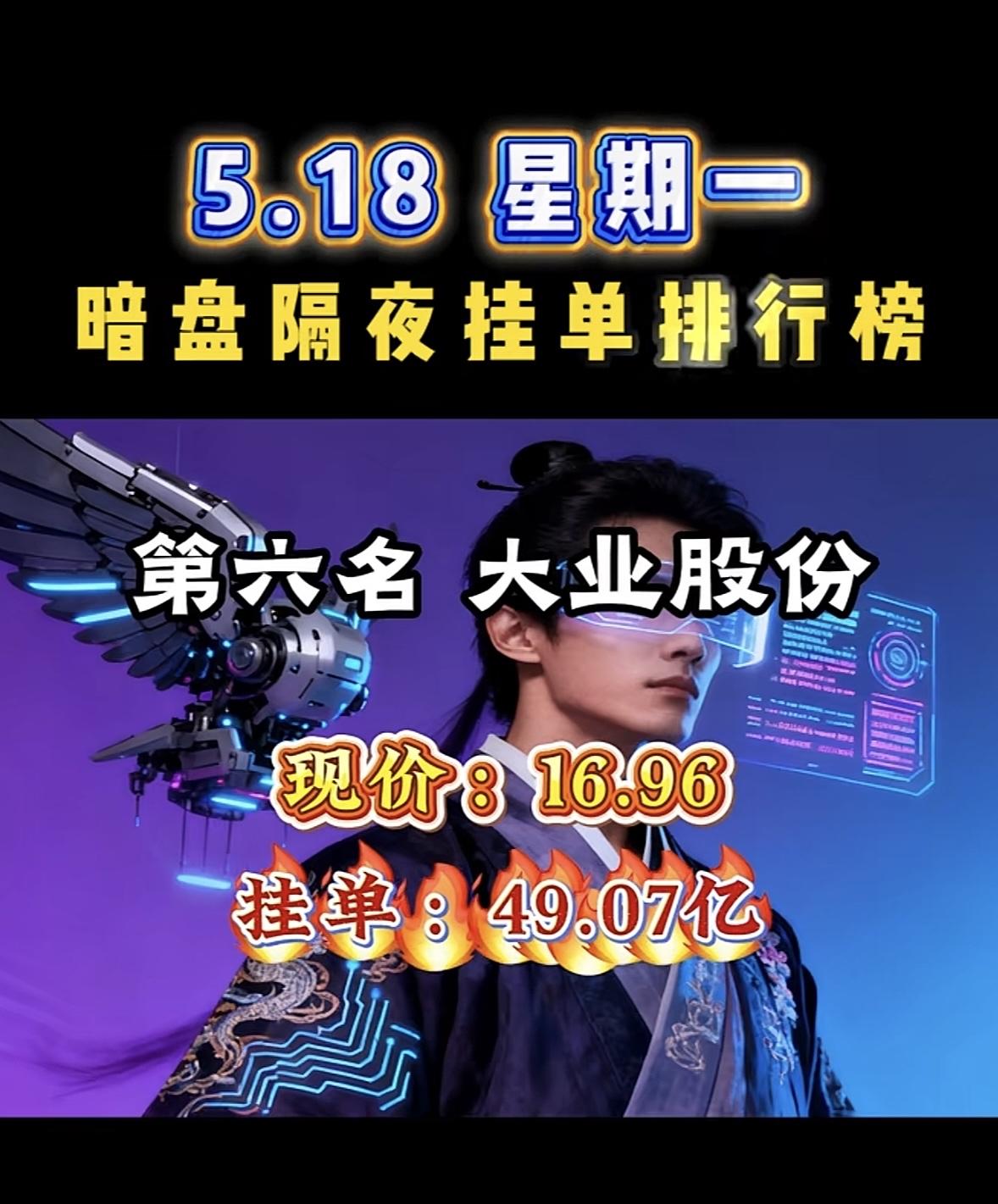 5月18日周一暗盘隔夜挂单排行榜揭晓华电辽宁这波操作简直太猛了！现价17.4