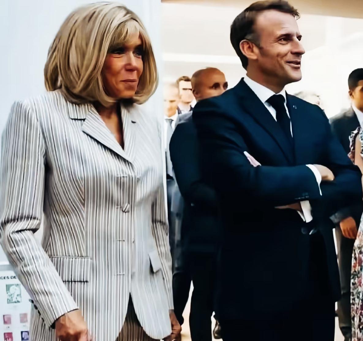 马克龙妻子布丽吉特的发型挺特别啊！如果只看头发发质的话，是不是不像是已经七十多