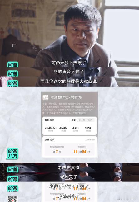 反诈老陈直播四天卖了100万反诈老陈回应年收入不必过度解读反诈老陈的直播数据，真