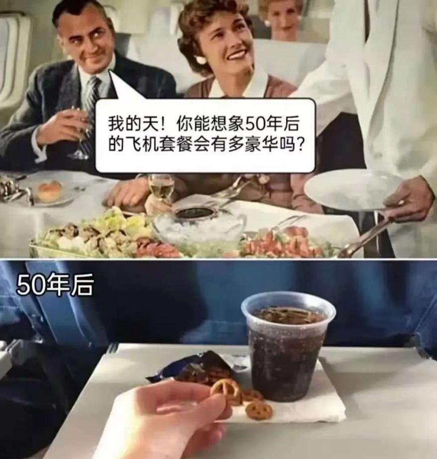 三十年前没几个人坐的起飞机，50年后啥人都能坐飞机，变化真大。