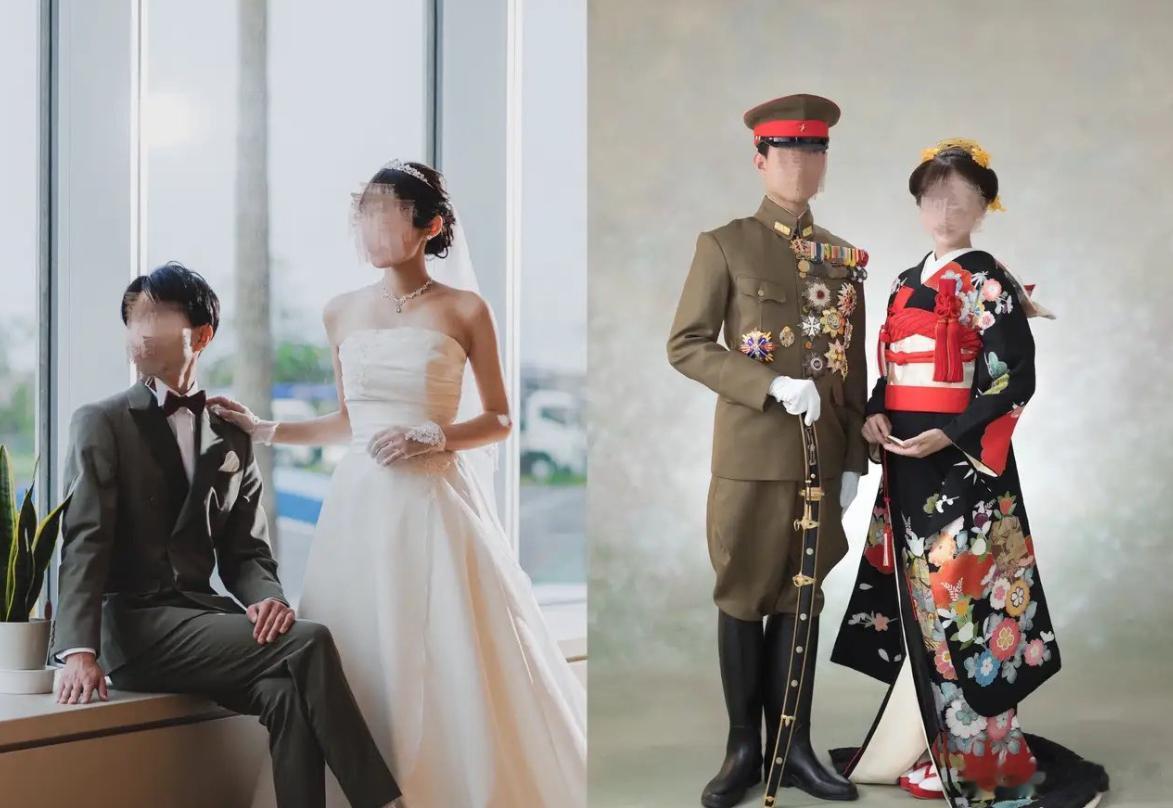 这就是鬼子的真实嘴脸！近日，有网友曝光日本一对新婚夫妇拍了所谓的“前世今生”主题