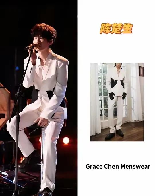 才发现陈楚生歌手第七场的衣服上是两只燕子，衣服设计真不错！两只燕子在腰间，特别