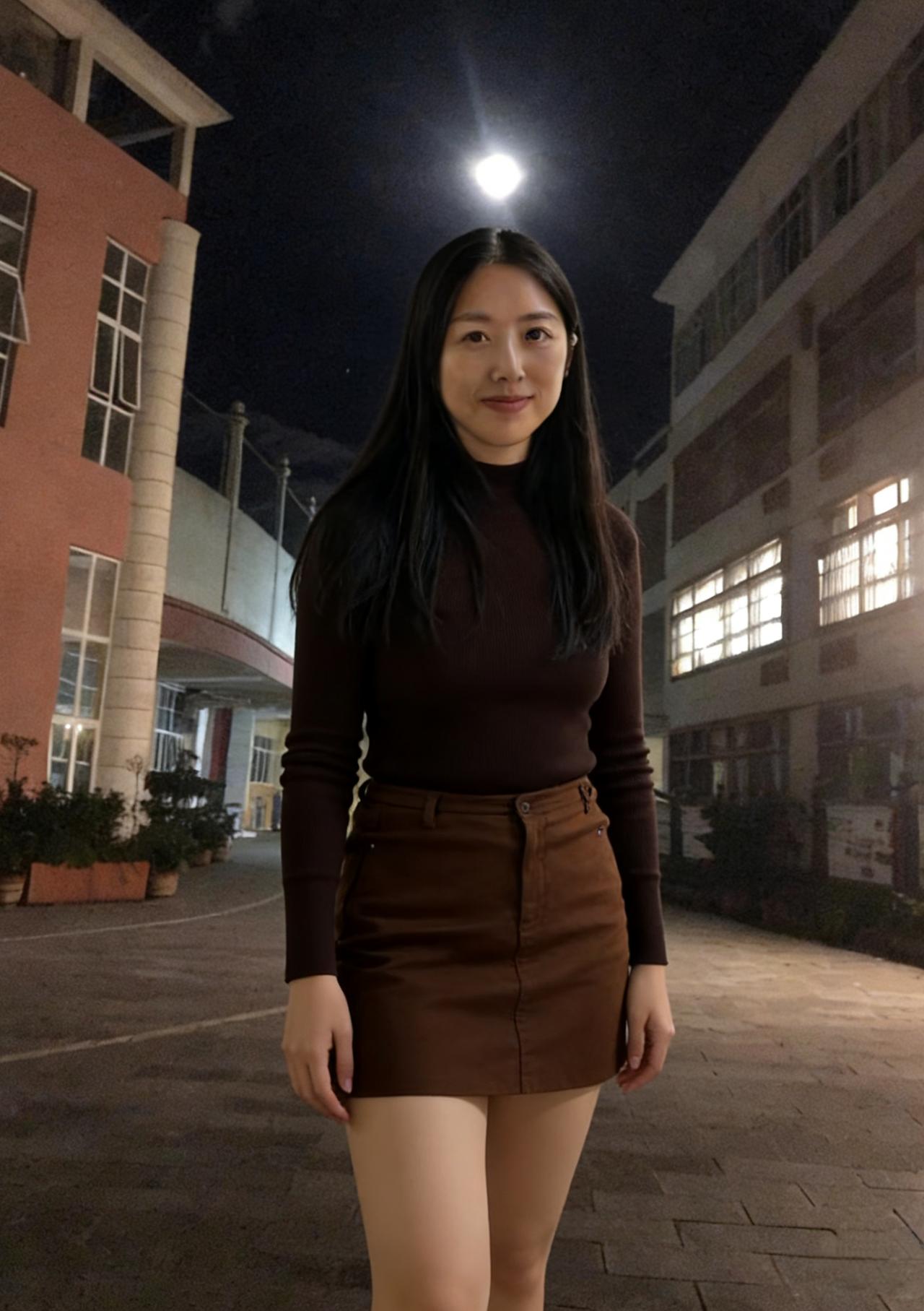 夜色溶溶覆远楼，棕衫袅袅立街陬。高梧影动摇寒月，细草光凝映浅流。发漫香肩凝黛