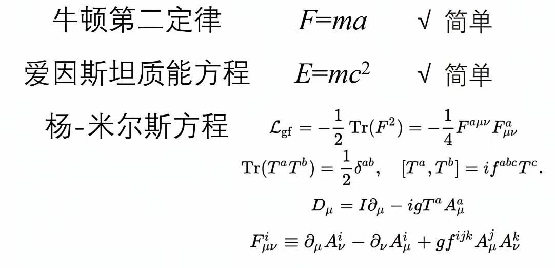 杨振宁与米尔斯在1954年提出了杨-米尔斯方程。如果你能看懂这个方程，恭喜你，