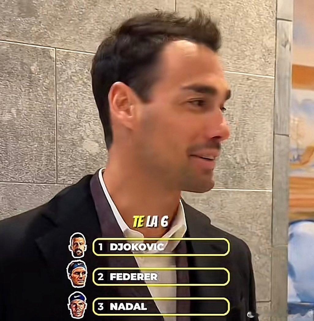 弗格尼尼排名网坛最佳TOP3:1、🇷🇸德约科维奇2、🇨🇭费德勒3、🇪?