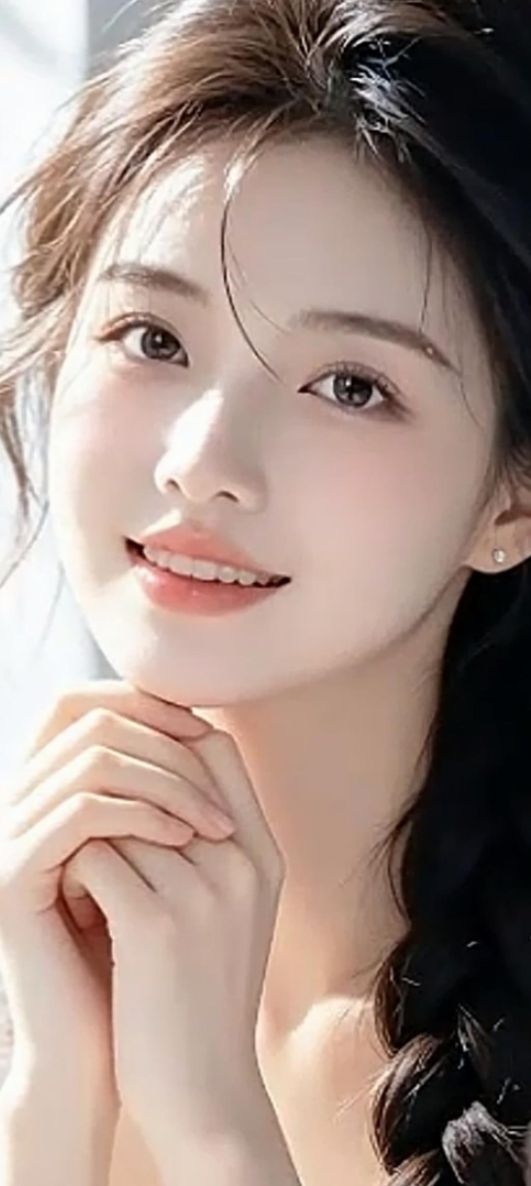 温柔甜美的少女，微笑中透着纯真与可爱。