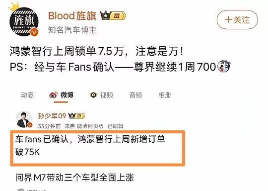 一周锁单7.5万！注意是万！鸿蒙智行这是真的要起飞了？一周7.5万什么概念？一