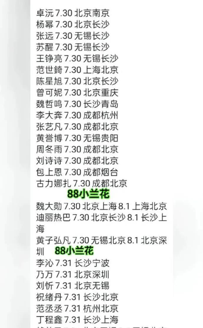 速看！7.30-8.5超多明星行程曝光7月30日，卓沅、杨幂等明星多地穿梭，魏