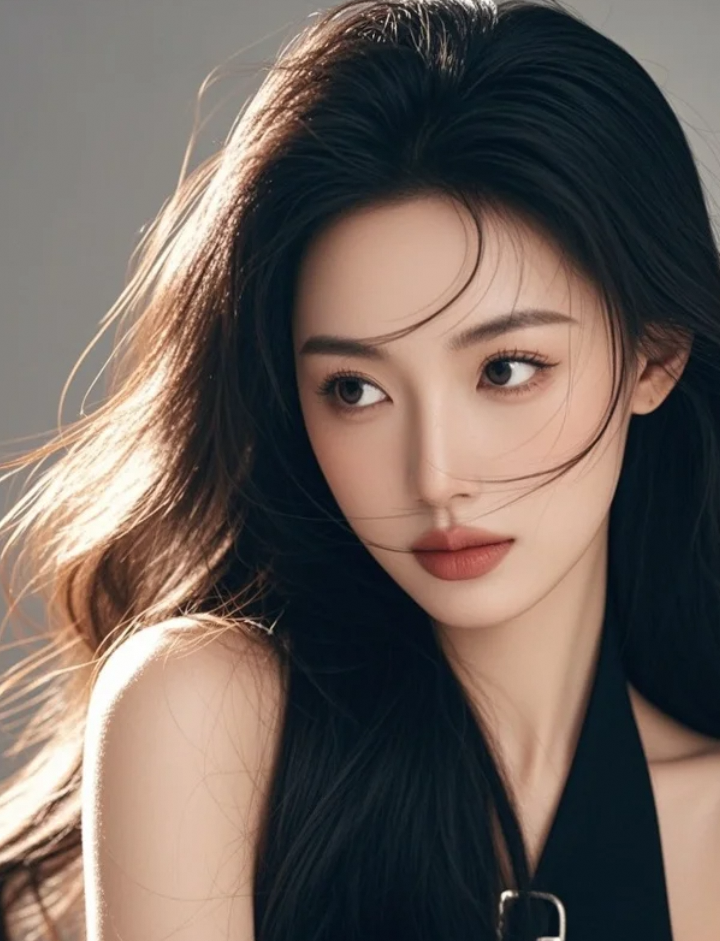 光与美的完美融合：中国美女在纯色背景中的惊艳亮相