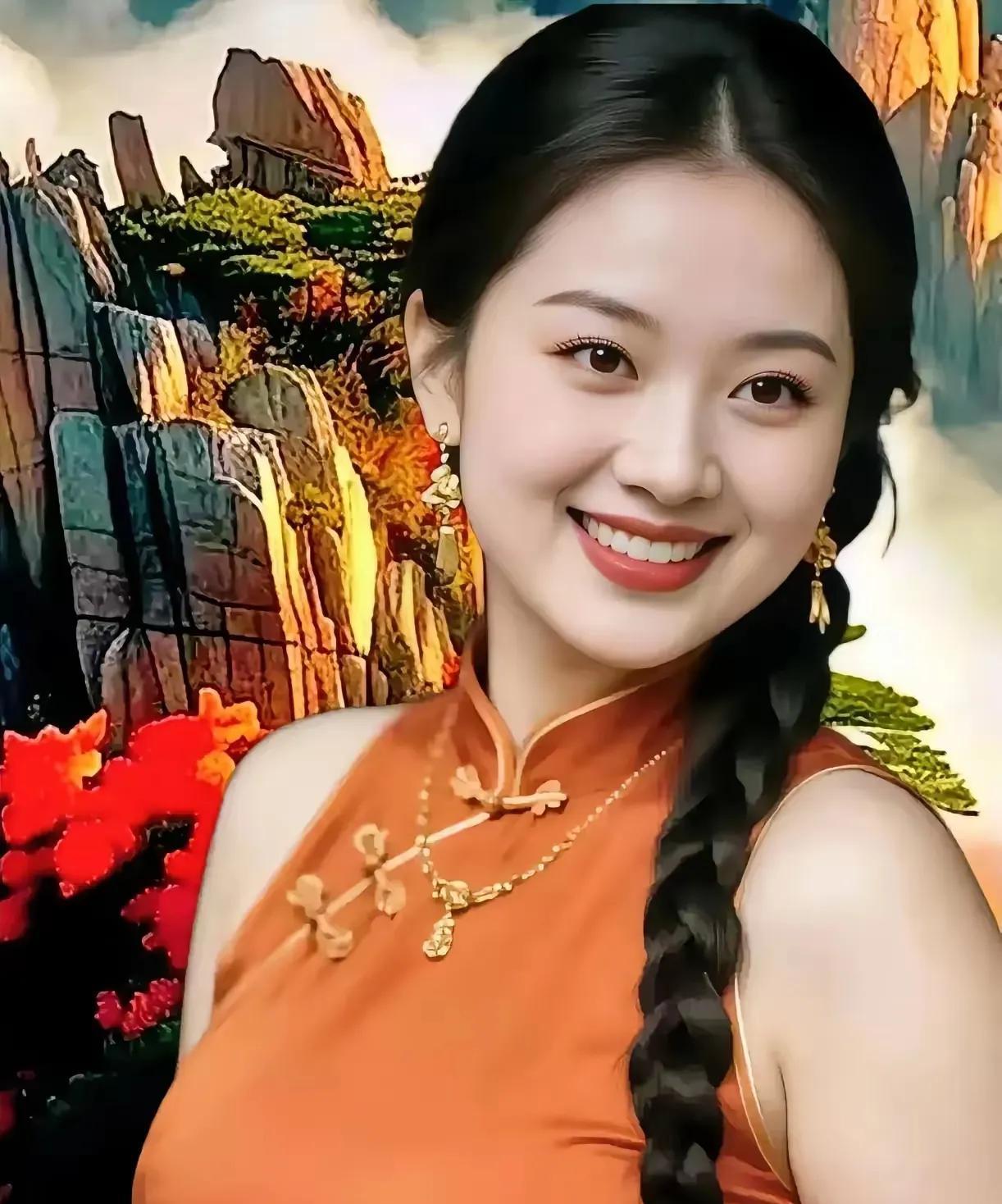 丹枫尽染醉苍穹，贤妻貌美展娇容。青丝麻花梳长辫，………………【香山旅游山