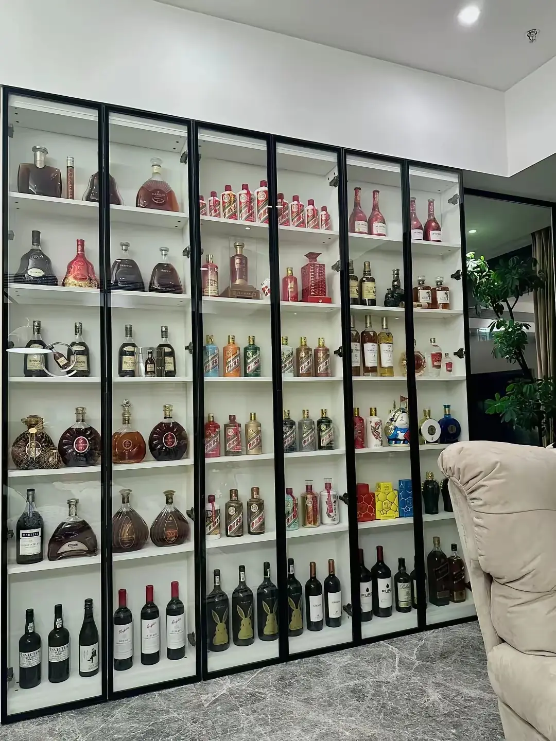 朋友家里的酒柜，有时候我在想收藏来做什么？喝又不舍得，放着这辈子可能都没机会喝了