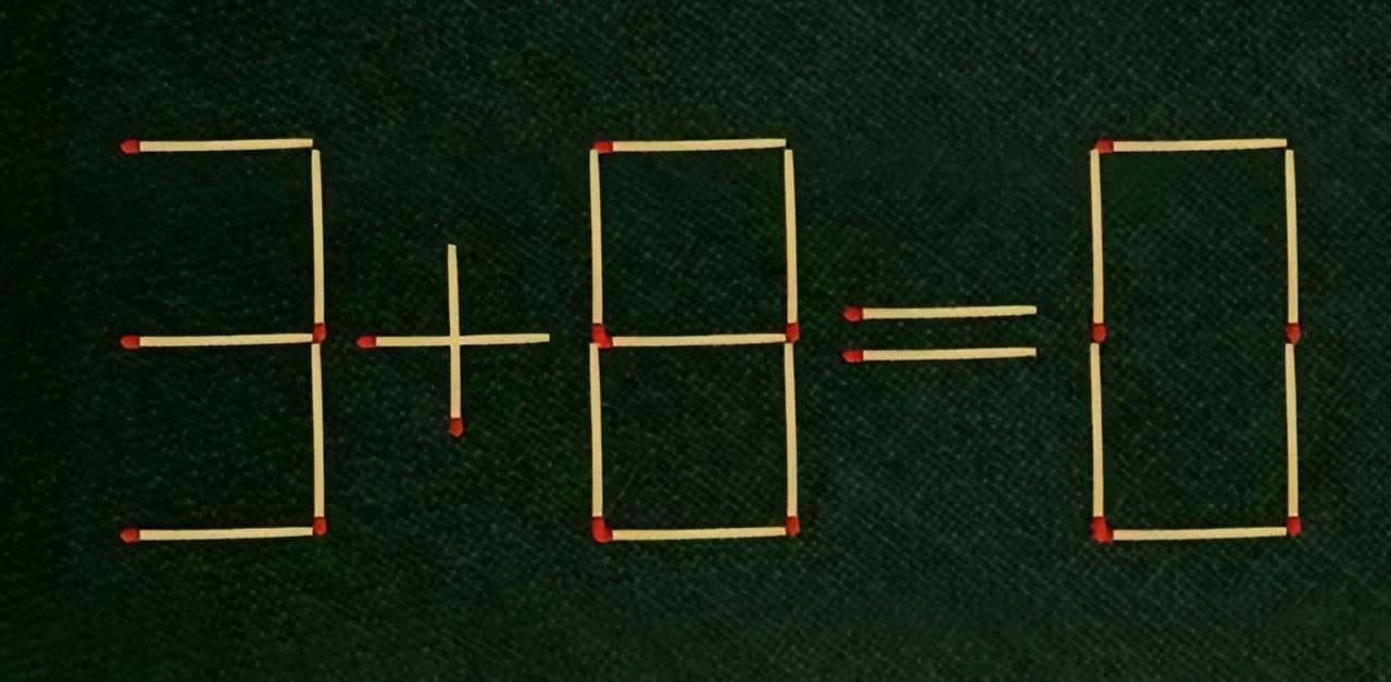 超刺激的火柴题来啦！“3+8=0”明显不对，规则是移除2根火柴让等