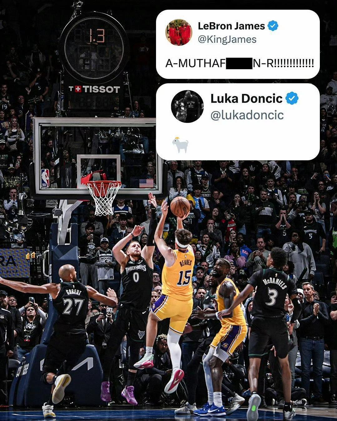 年薪5000万不为过吧！东契奇、詹姆斯及时送上夸赞。里夫斯，整整铁了一个下半场