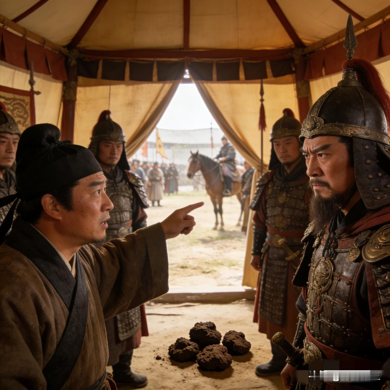 岳飞正要下令夜袭金营，一个喂马的小卒突然拦住他说：元帅，闻着马粪味不对，他们的马