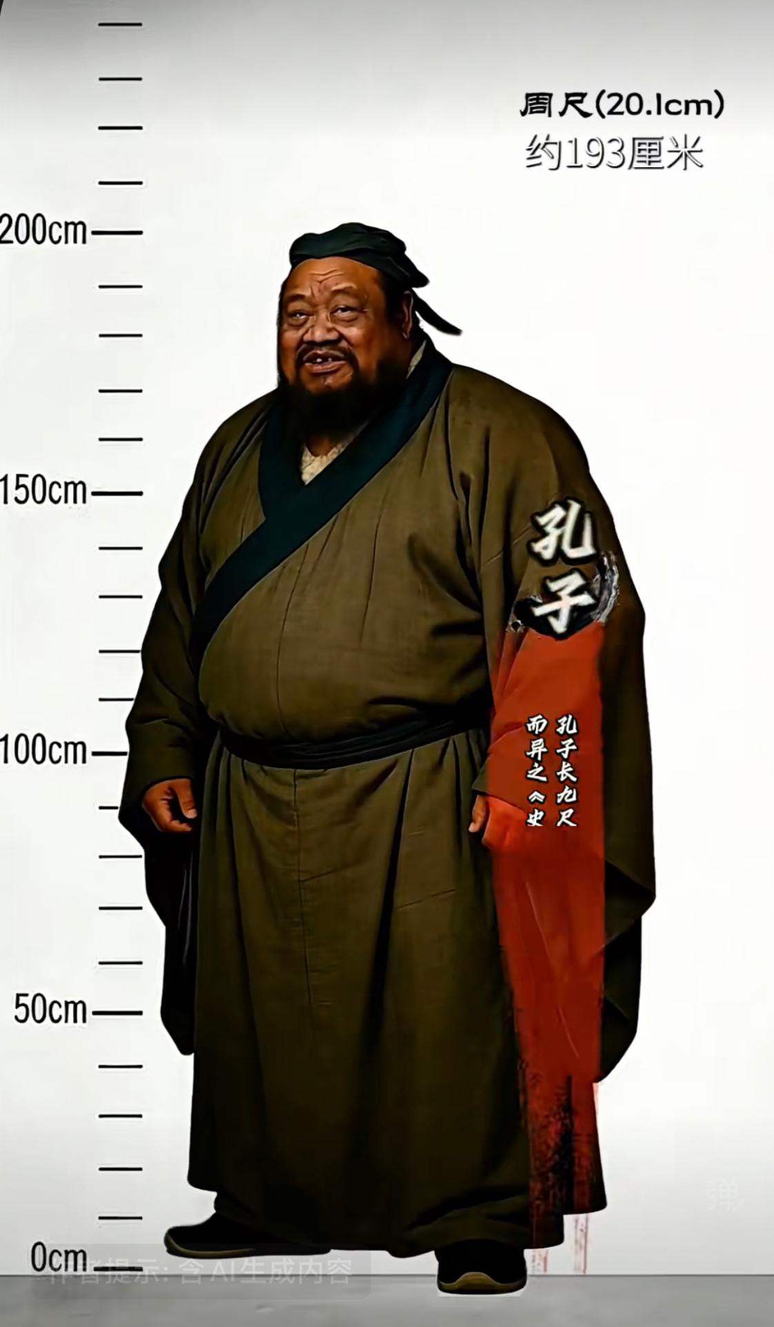 AI还原历史人物真实身高，没想到孔子竟然1米93，高个子中的高个子啊，看来孔子周