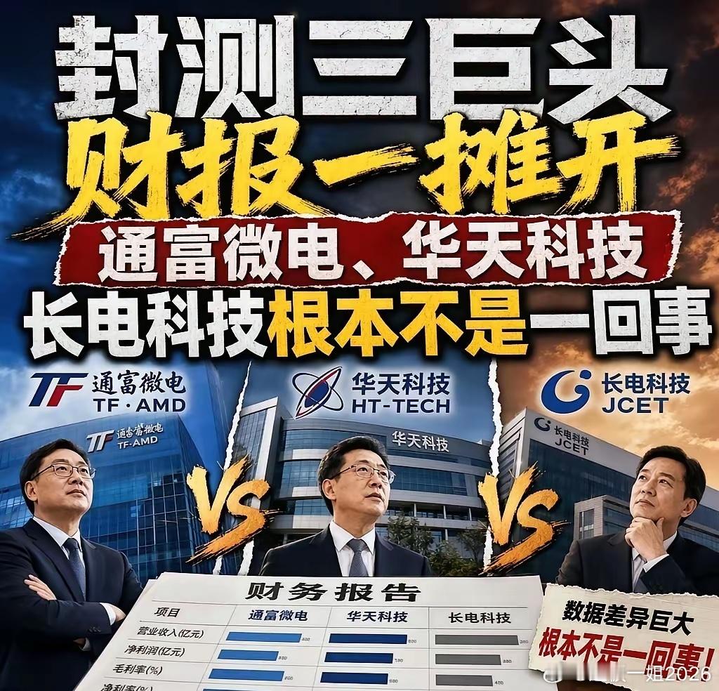 封测三巨头业绩彻底分化！三条截然不同赛道逻辑，选股必须精准甄别2026年一季报彻