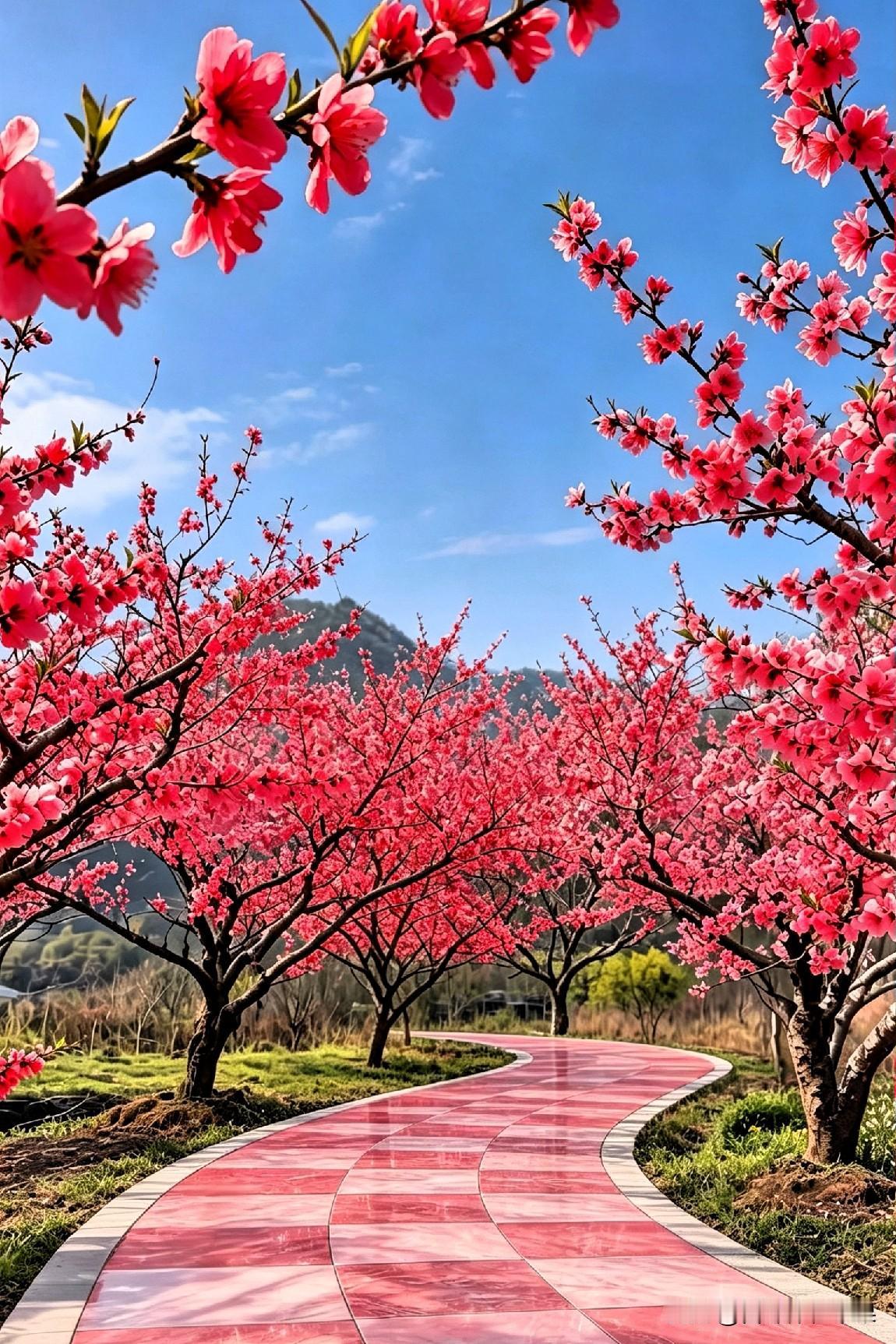 春风十里桃花艳，不负春光不负诗。今日专为盛放桃花，作七言律诗一首，写尽它红艳