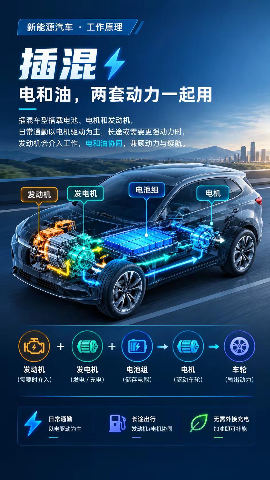 插混和纯电汽车有什么区别，应该怎么选。新能源汽车汽车知识插混