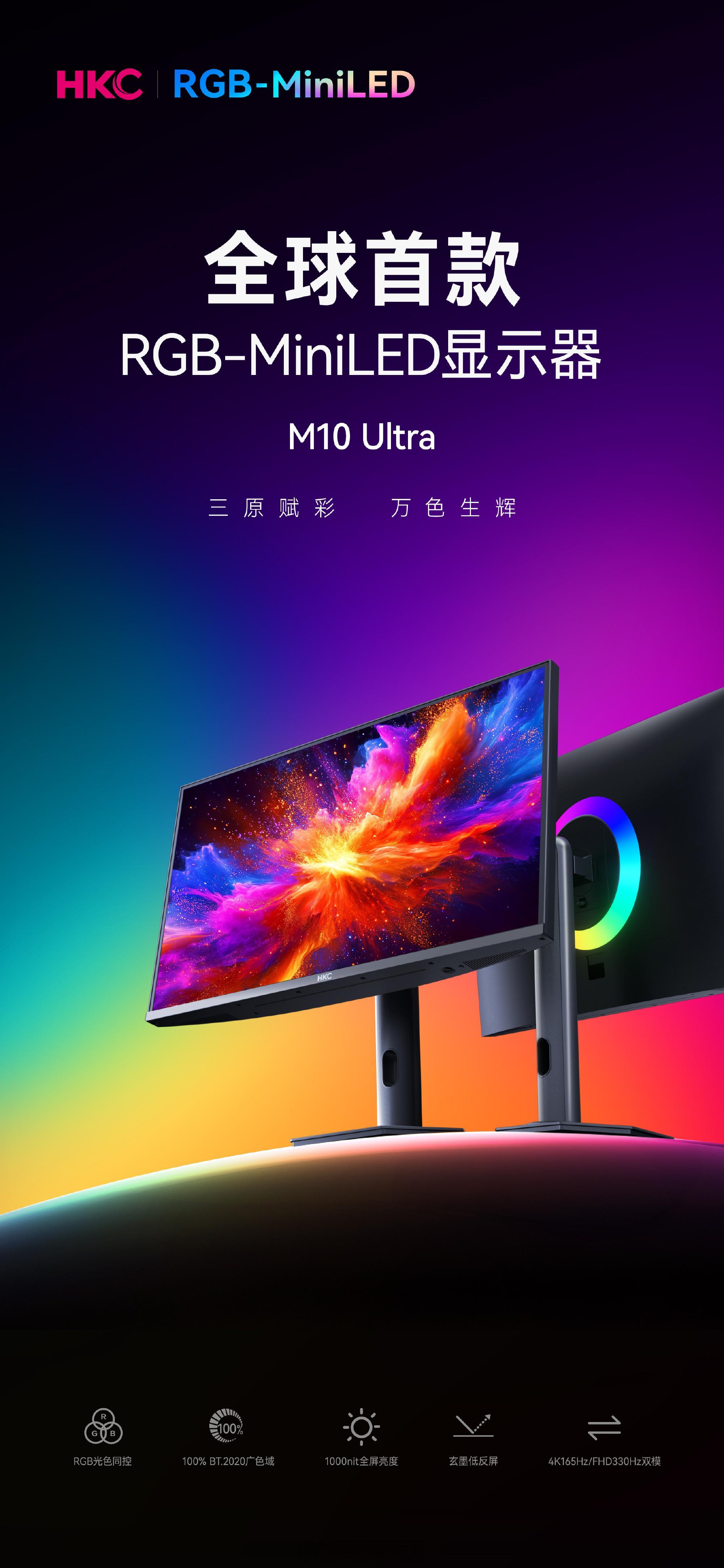 不会显示器也要进入RGB-MiniLED时代了吧，HKCM10Ultra