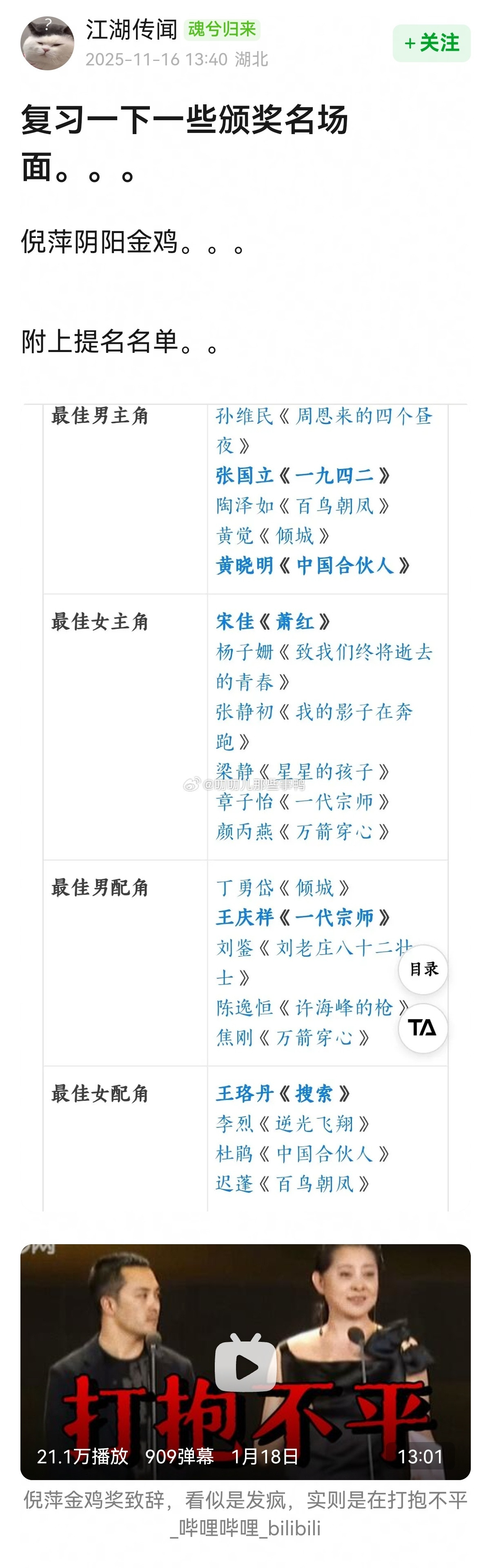 复习一下一些颁奖名场面~