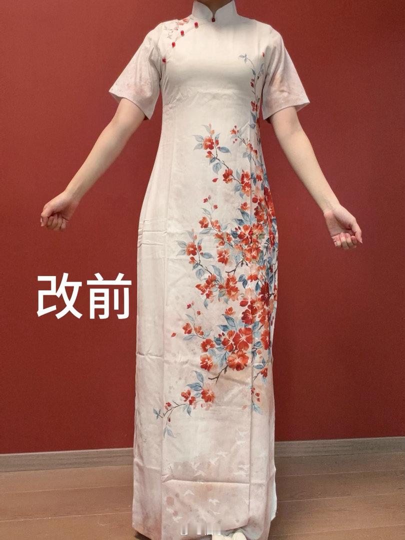 无聊刷到两件40块钱的旗袍，店家说版型裁错了，所以清仓出，看中长度和印花于是买来