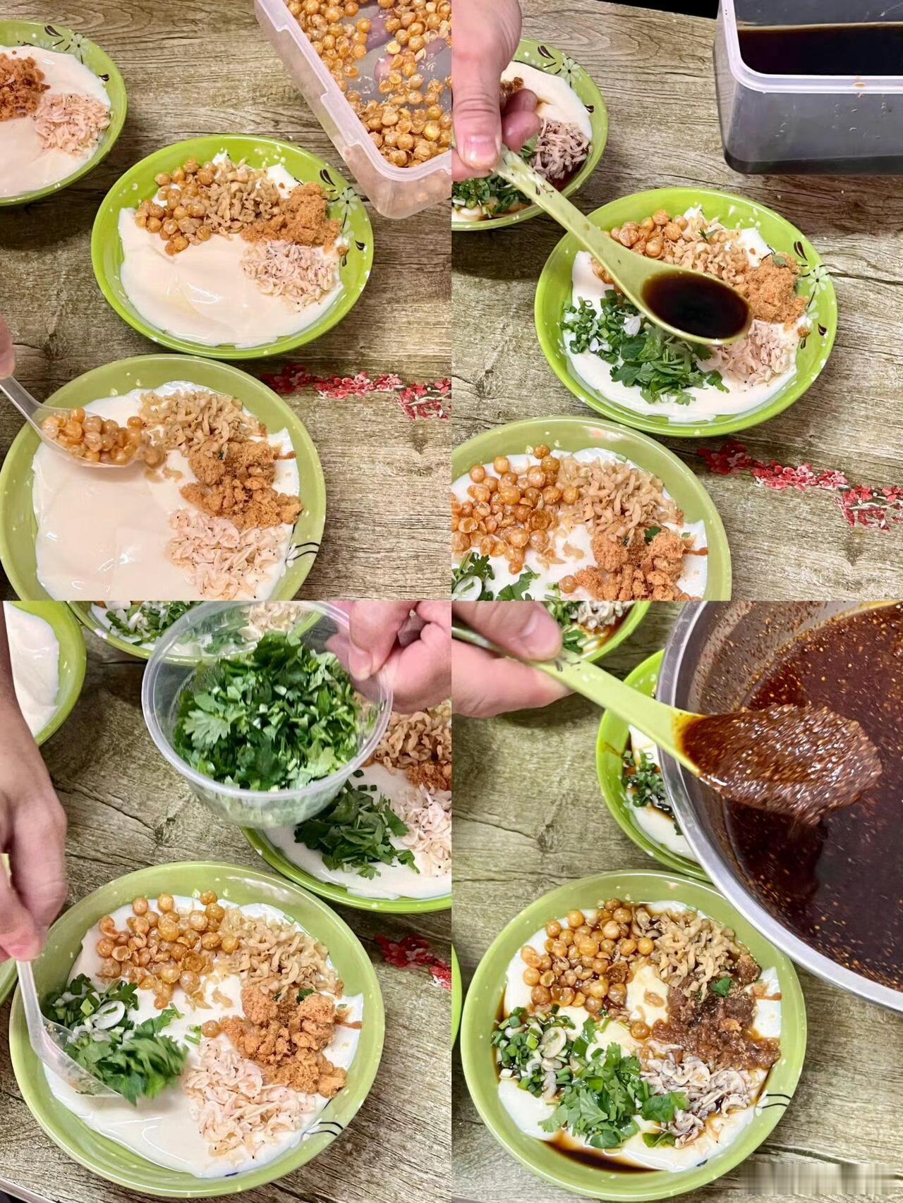 早餐你爱甜豆花还是咸豆花咸豆花党绝不认输！榨菜虾皮配酱油，滑嫩豆花吸满咸鲜，一