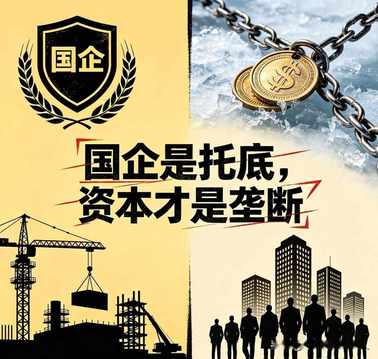 国企不叫垄断，叫全民托底；只有资本家搞的，才叫真正的恶性垄断。判断是不是垄断