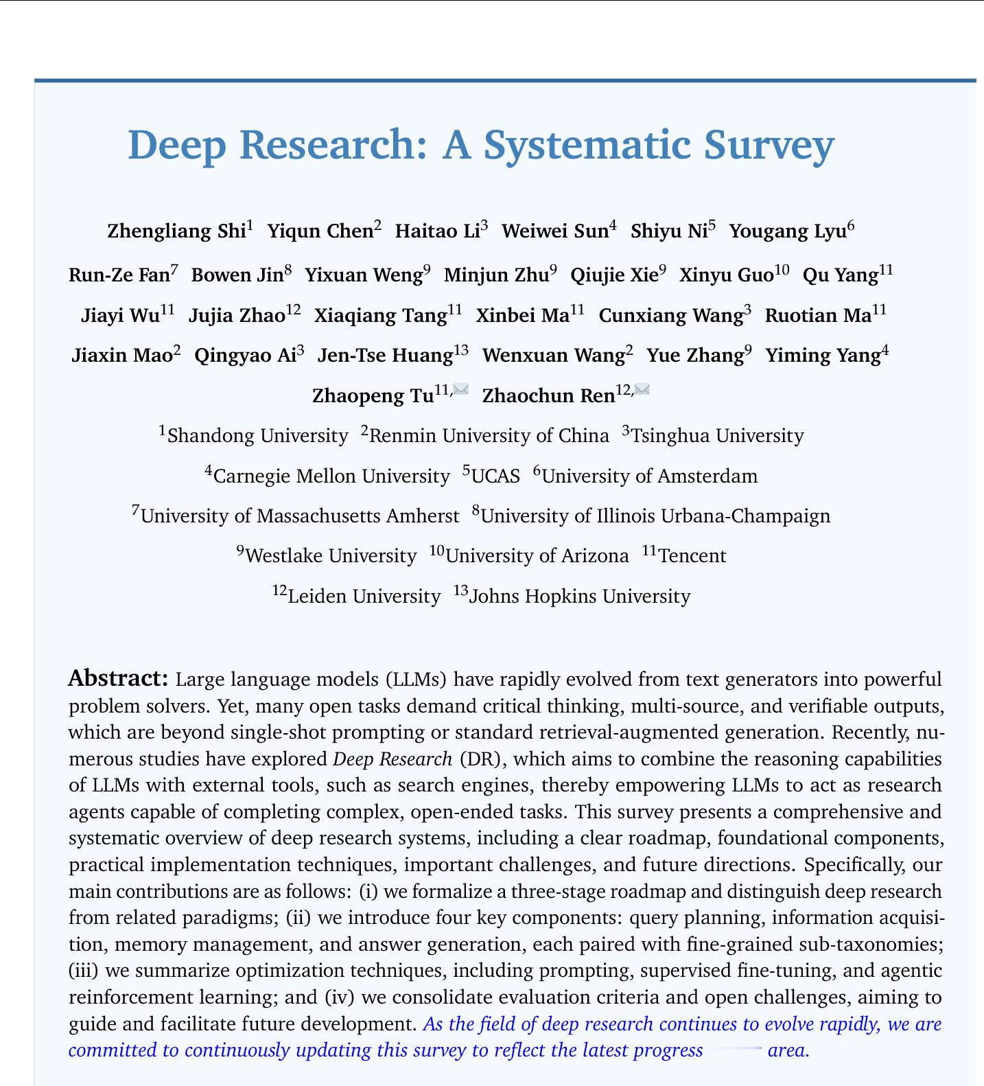 一篇关于DeepResearch的综述论文《DeepResearch:A