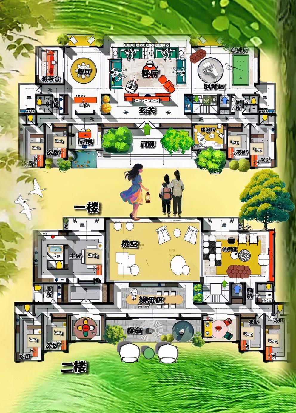 真正的学霸型，815㎡逻辑就是，天赋＋格局＋共享，高挑空是野墅的第一课，满满的元