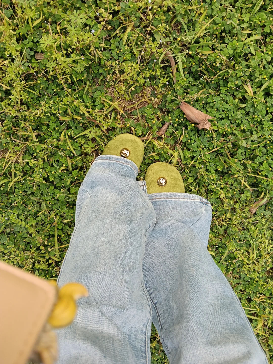 草地是绿的，鞋子也是春天的颜色🍀