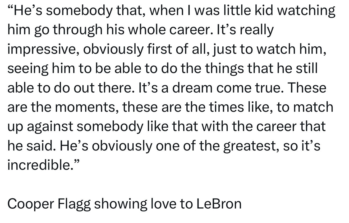 弗拉格致敬詹姆斯：“他是我从小看着其整个职业生涯成长的人。首先，能亲眼见证他至今