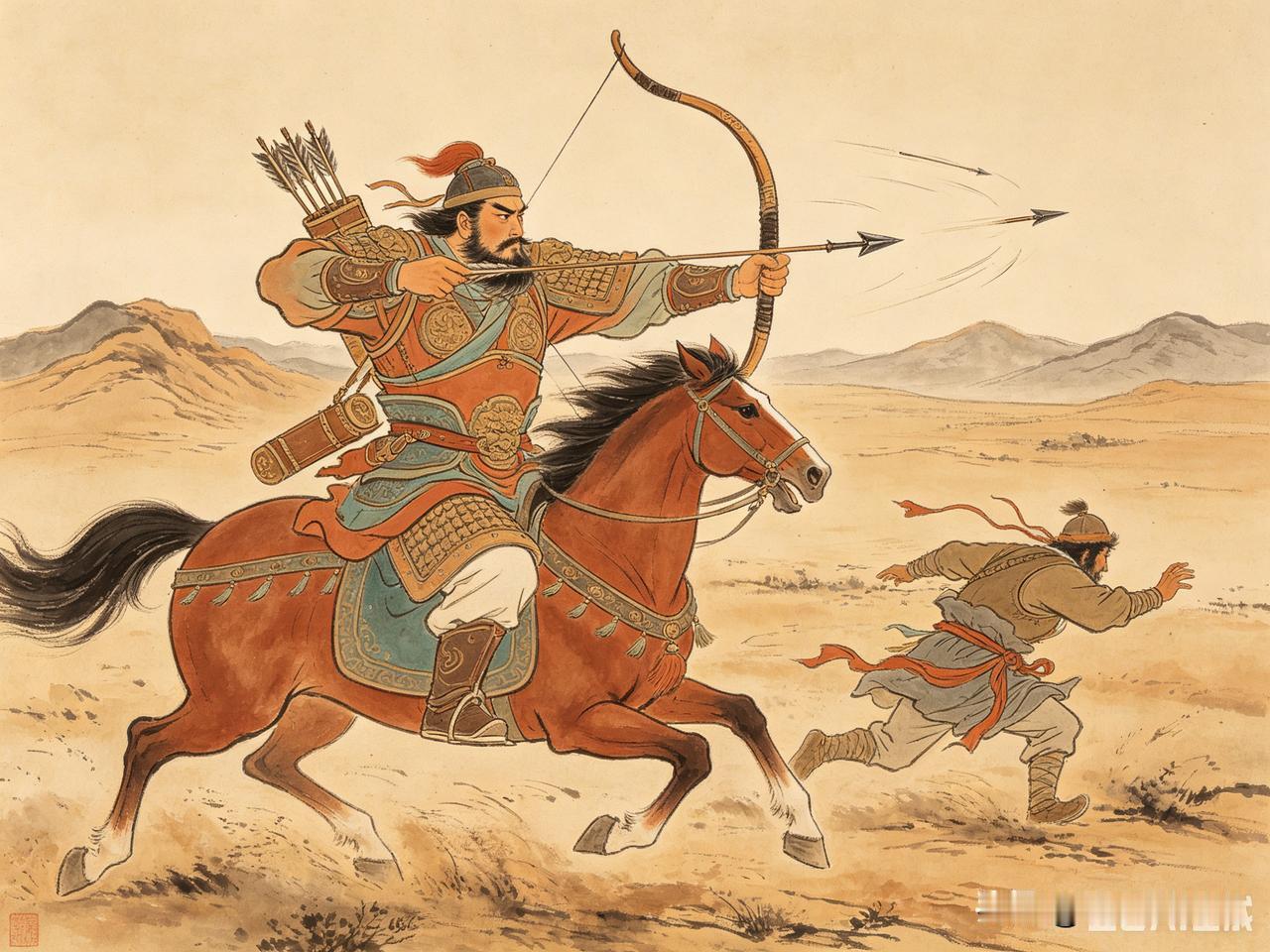 那是公元166年之前某个秋日，年轻的董卓策马掠过塞外旷野。左右两肩各挂一副箭囊，