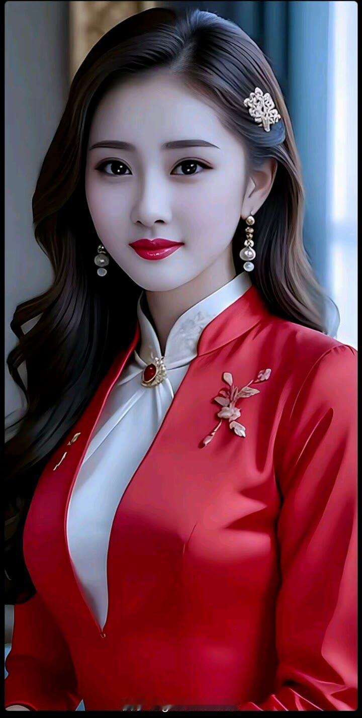 优雅红衣美人，古典与现代的完美结合
