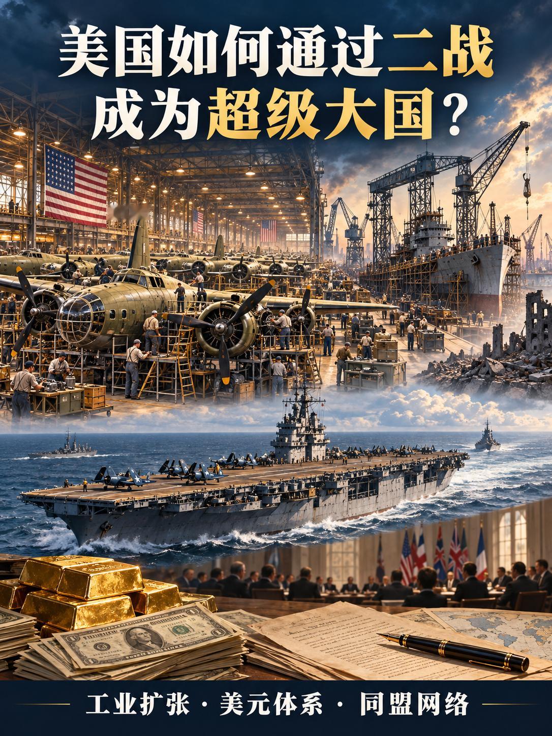 美国如何通过二战成为地球盟主的？Claude对此解答：美国并不是单靠打赢二战成为