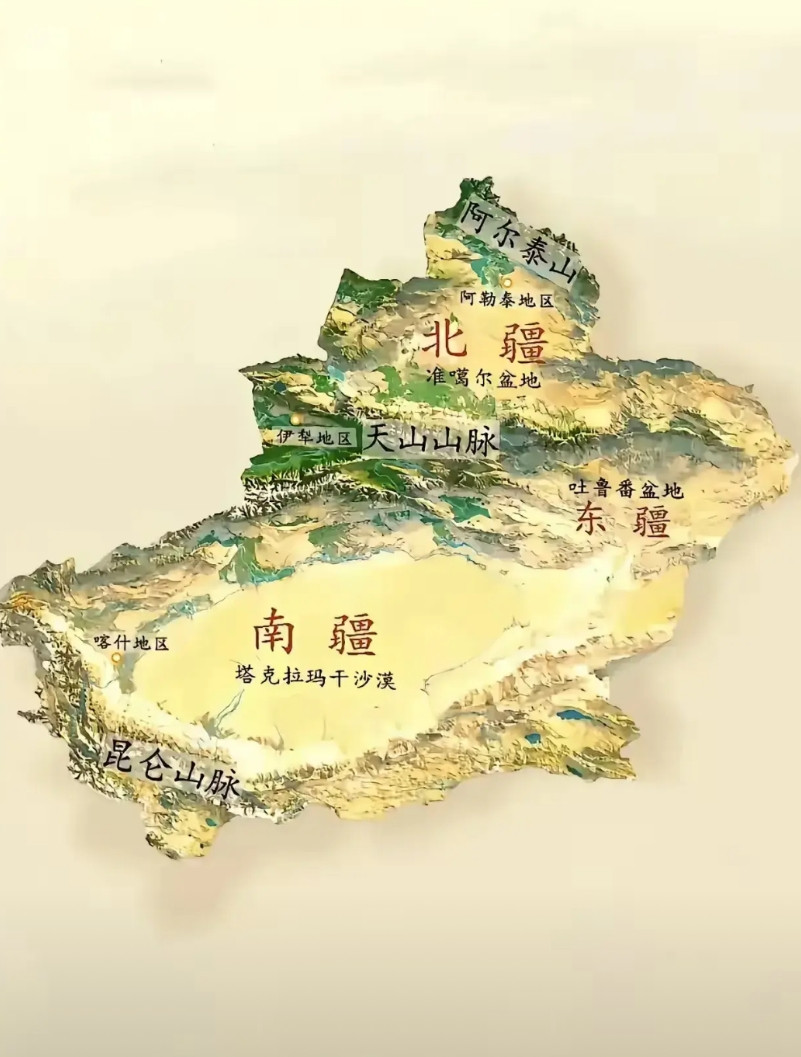 很多人初看新疆，觉得无论北疆还是南疆都是茫茫大沙漠，可用平原不多，没啥用。但