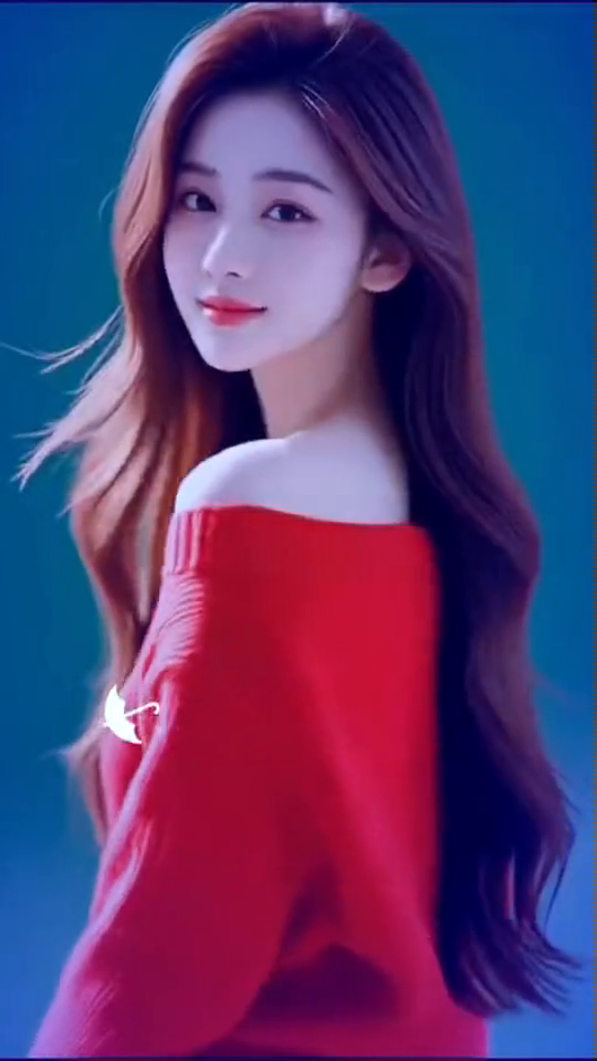 甜美少女，温柔红衣，惊艳一瞥