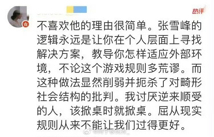 一个网友对张雪峰的评价张雪峰