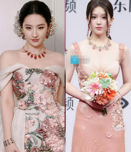 同样是宝格丽，同样是红毯压轴，刘亦菲和赵露思之间还是有不小的区别，刘亦菲一头