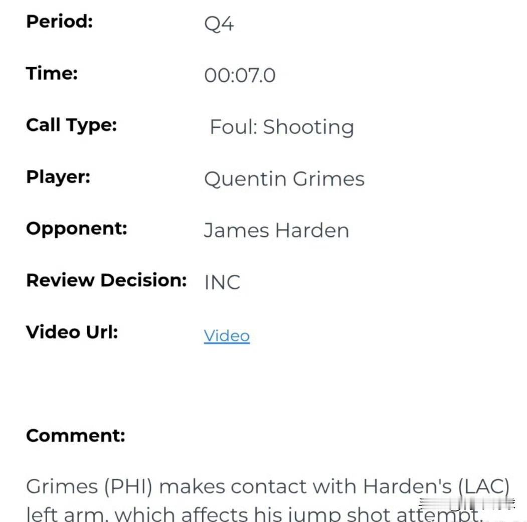 又变犯规了！昨天快船VS76人裁判报告出炉！NBA官方公布了昨日快船对阵76