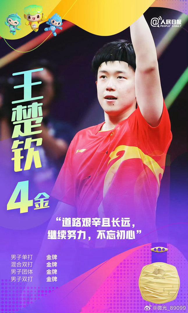 #亚运会##杭州2022年亚运会#大家有没有发现一个点？亚运会的时候大家因为杏鲍菇发型认识的王楚钦，