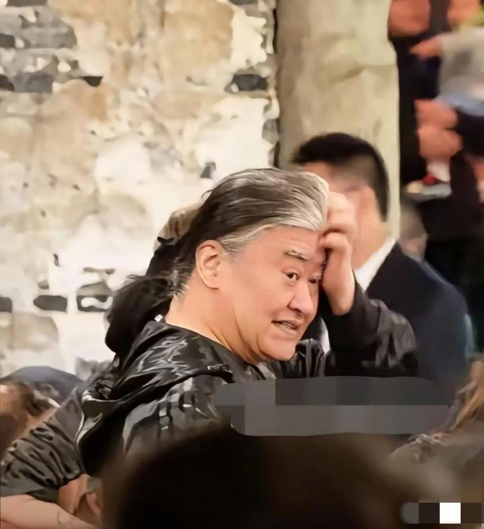 刘欢被抓拍:画面中梳着一根低马尾的刘欢头发花白,颈纹堆积,眉毛染霜,眼皮浮肿,眼